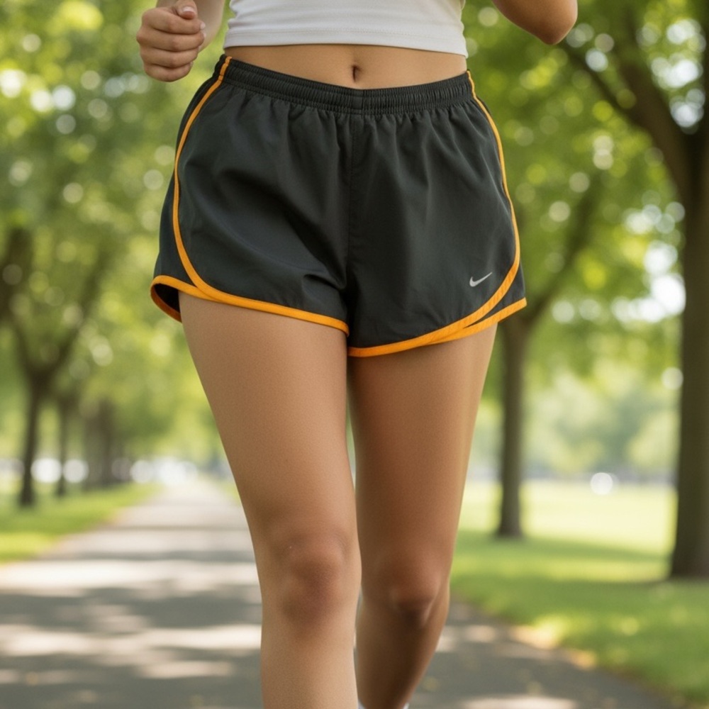 Nike Women's Athletic Shorts in Black and Orange